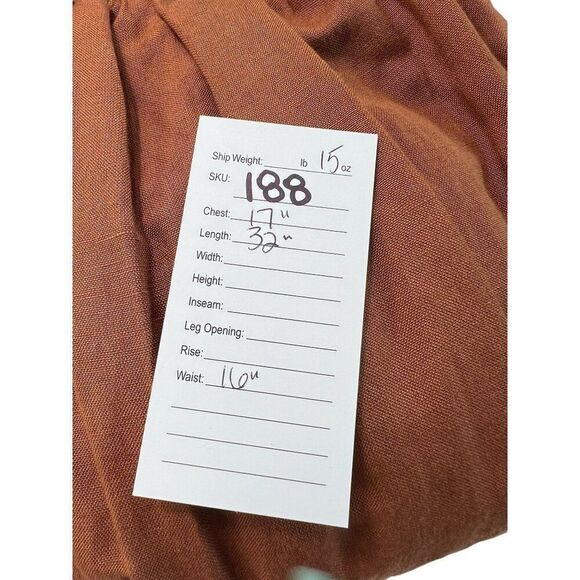 Anthropologie Smocked Waist Linen Blend Mini Dress Brown Size Large - Picture 7 of 7